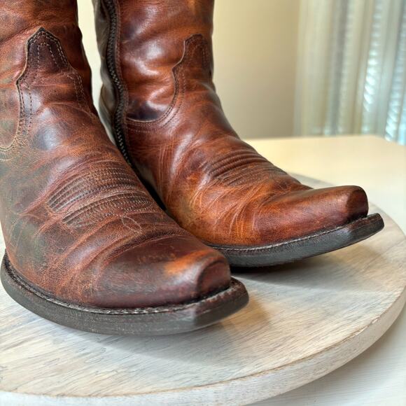 Ariat Hacienda Women's Brown Knee High Leather Inlay Snip Toe Boots Size 7 B 7B - Picture 8 of 13